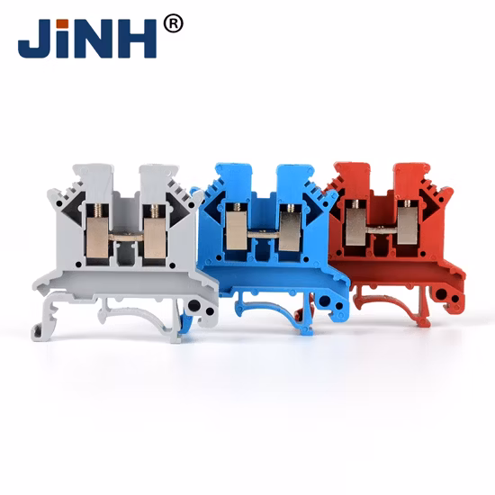 Alimentação em trilho Din através do bloco terminal de braçadeira de gaiola de parafuso